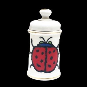 Porcelain Dresser Jar Hand Painted Lady Bug Japan